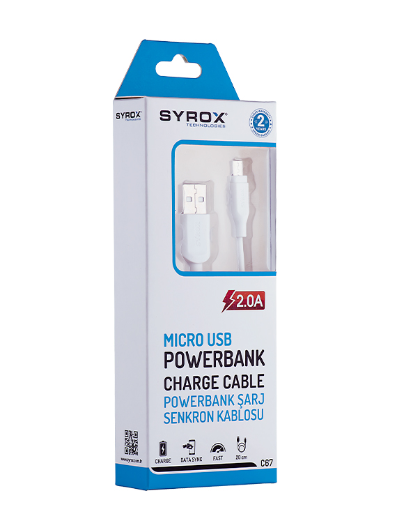 Syrox 2 Amper 0,2M PowerBank Kablo (S6/S7)