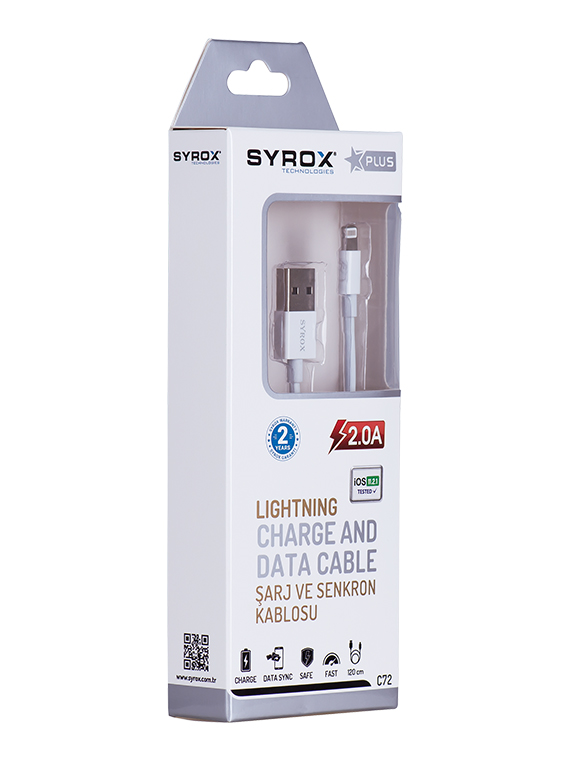 Syrox 2 Amper Lightning 6S/7 Plus 1.0M Kablo