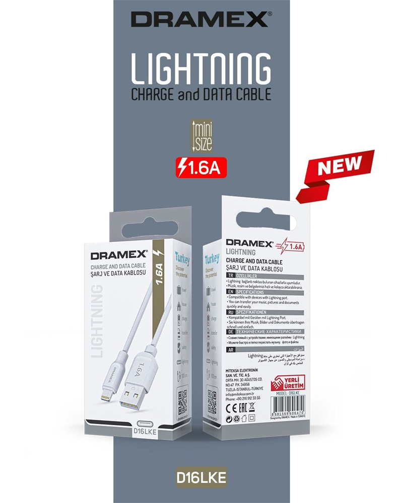 D16LKE - Dramex 1.6A Lightning Kablo Eco
