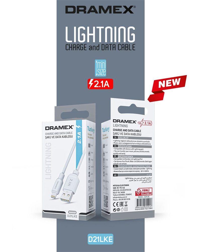 D21LKE - Dramex 2.1A Lightning Kablo Eco