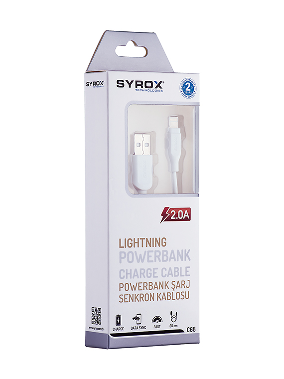 Syrox Lightning 5G/5S / 2 Amper 0,25M PowerBank Kablo