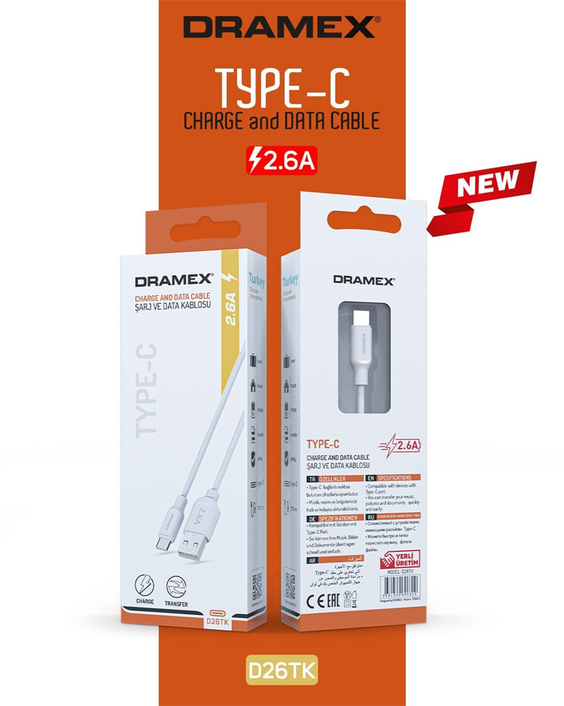 D26TK - Dramex 2.6A Type-C Kablo