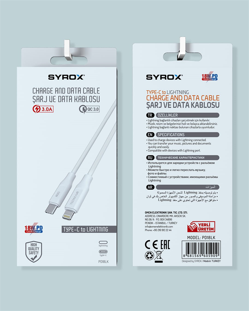 PD18LK 18W PD TYPE-C TO  LIGHTNING KABLO
