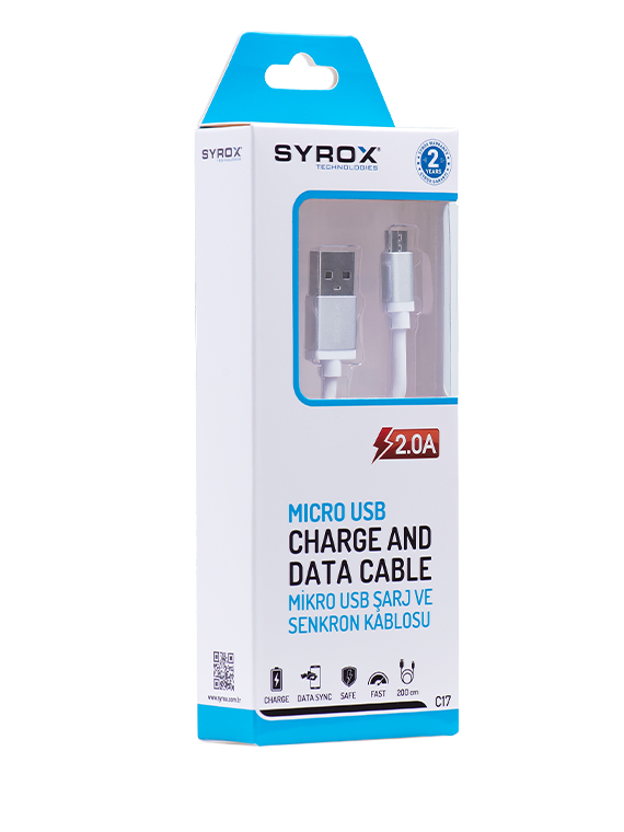 Syrox 2.0 Amper 2,0M Metal Kasa Kablo (S3/S4)