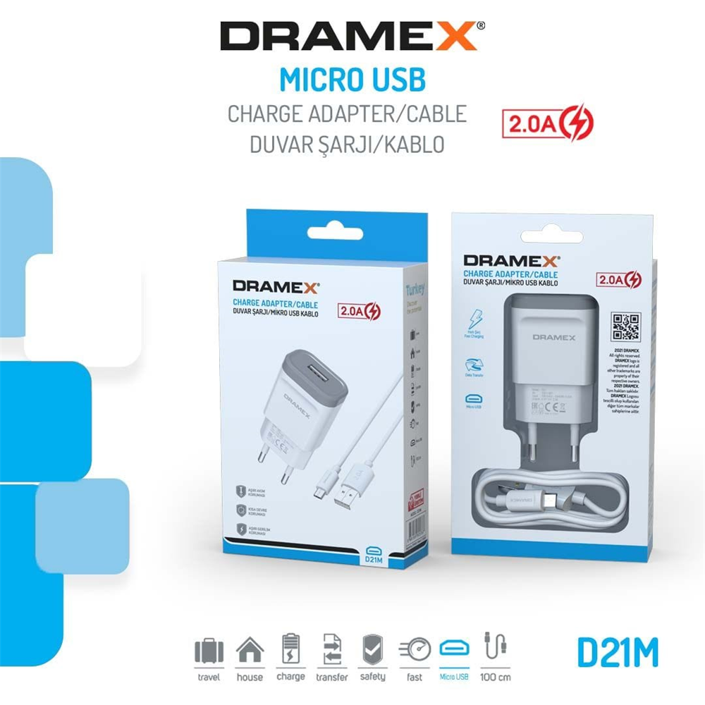 Dramex Usb Giris Baslik 2.0A Micro Kablo Set